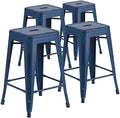 Flash Furniture Kai Commercial Grade 4 Pack 24" High Backless Distressed by FlashFurniture