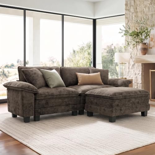 SUNSHINE VALLEY 3-Seat L Shaped Modular Cloud Couch Sectional Sofa Ottoman by SUNSHINEVALLEY