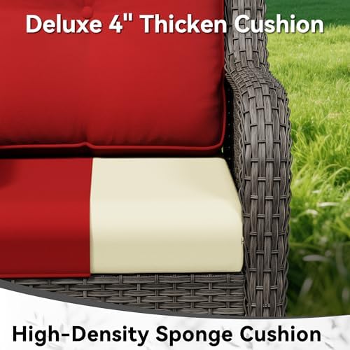 5 Piece Outdoor Wicker Patio Furniture Set, Outdoor Swivel Rocker Patio Chairs - Image 7