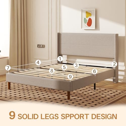 Queen Size Linen Platform Bed Frame - Image 4