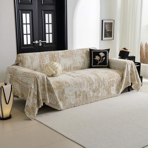 MYSKY HOME Sectional Couch Cover Khaki Geometric Abstract Sofa Covers - Image 2