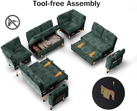 Vipbear 111" Modular Sectional Sleeper Sofa - Image 4