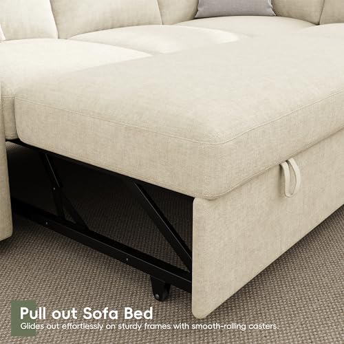 86" Sectional Sleeper Sofa Bed, 5 Seat Pull Out Couch - Image 6