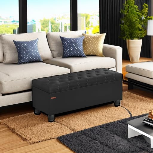 SONGMICS Storage Ottoman, 46.5 Inches Long Bed End Stool, Solid Wood Legs - Image 6