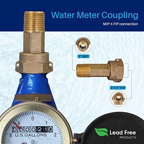 Midline Valve XND2025-OM Brass Water Meter Coupling Adapter Pipe Fitting; - Image 2