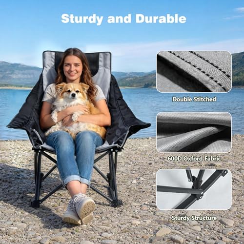 SUNNYFEEL Oversized Folding Rocking Camping Chair 2 Pack, 500lbs Grey - Image 5