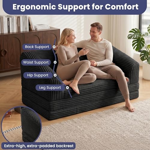 JUIKURY Convertible Sofa Bed, 3-in-1 Foldable Loveseat Couch - Image 3