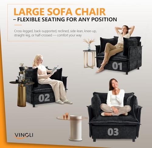 VINGLI 34" Oversized Accent Chair and A Half, Upholstered Living Room Sofa - Image 3