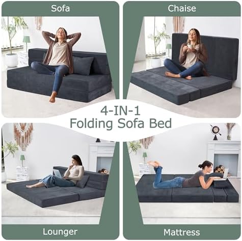 Folding Sofa Bed, Convertible Sleeper Chair Bed, Floor Sofa - Image 4