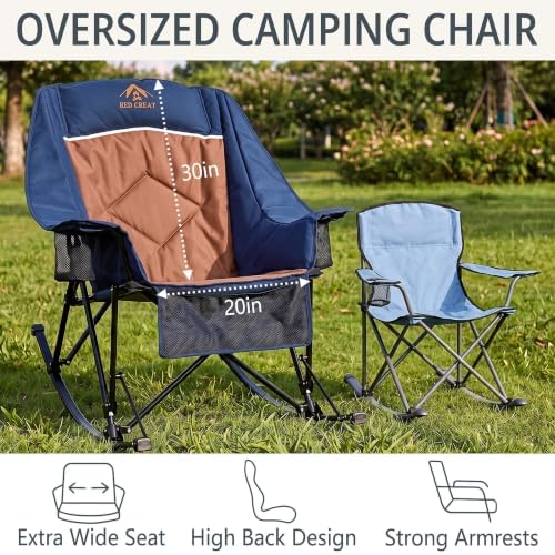400lbs Rocking Camping Chair Oversized Folding Rocker - Image 5