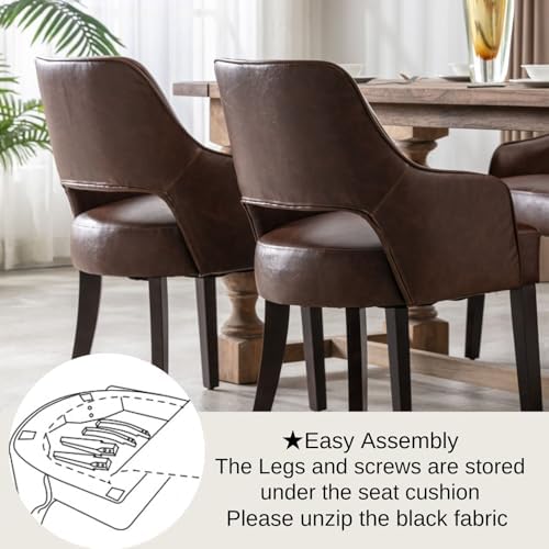 Faux Leather Upholstered Dining Chairs Set of 6 - Image 5