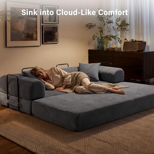 79" Convertible Sofa Bed, Boneless Sleeper Futon Couch - Image 6