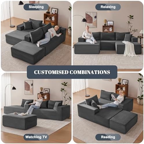 Mangodan 110” Cloud Sectional Couch, Modular Sectional Sofa - Image 4