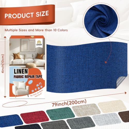 Linen Fabric Repair Tape 4x79 Inch, Self Adhesive Couch Patch Repair Fabric Tape - Image 2