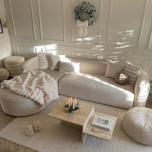 Acanva Mellow Modern Tight Curved Back Velvet Sofa, Left Chaise - Image 3