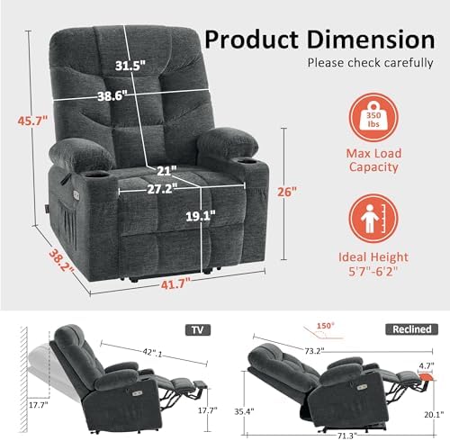 MCombo Power Lift Recliner for Elderly, Fabric R7399 - Image 3