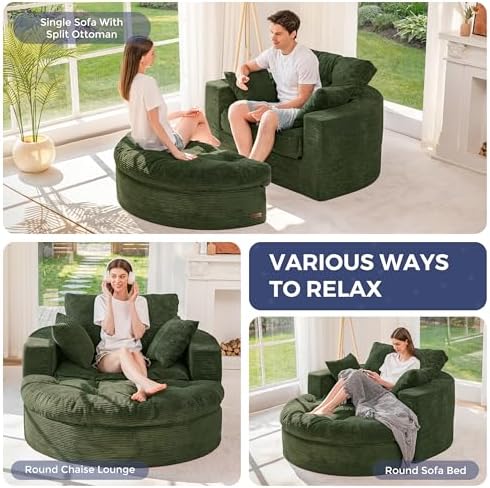 MAXYOYO Oversized Round Chaise Lounge Sofa, Boneless Chair - Image 4