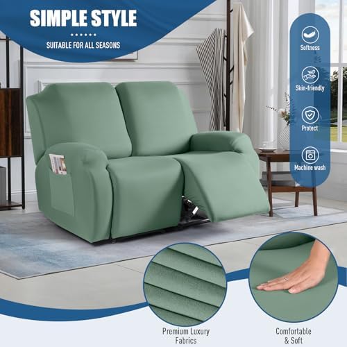 TAOCOCO Recliner Loveseat Slipcover, 2 Pieces Polyester Fabric Stretch Sofa - Image 2