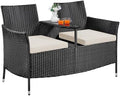 Yaheetech Patio Loveseat, Outdoor Wicker Double Chair w/Side Table by Yaheetech