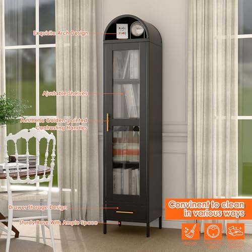 METAN 73" Narrow Metal Arched Cabinet - Image 5