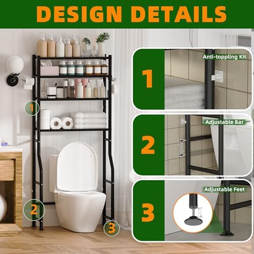 GloTika 4-Tier Over Toilet Storage - Image 4