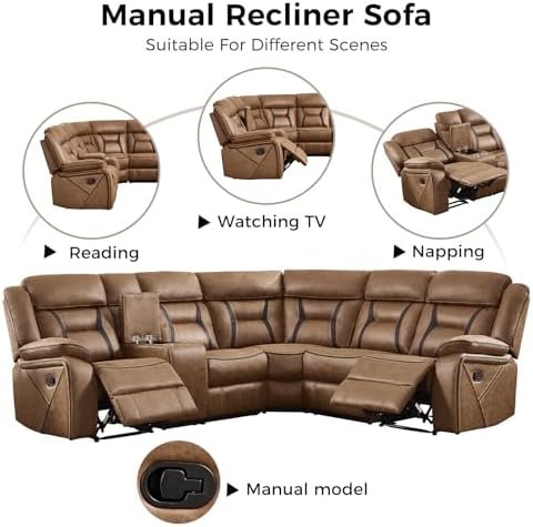EBELLO Manual Reclining Sectional Sofa - Image 5