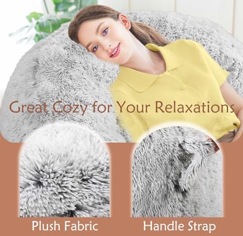 Plush Faux Fur Bean Bag Chairs, Memory Foam Filled Sofa Chair Shape Bean Bag - Image 5