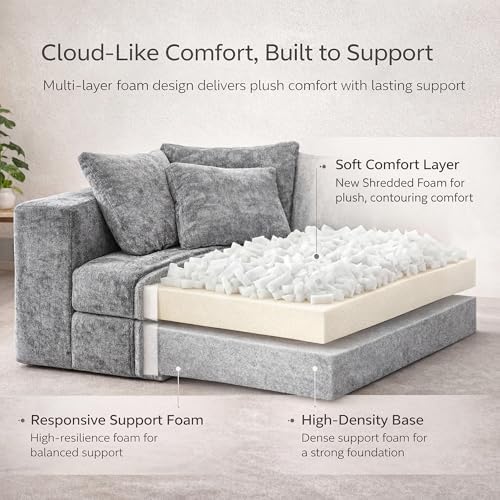 108'' Oversized Modular Sectional Sofa, Deep-Seat Cloud Couch - Image 5