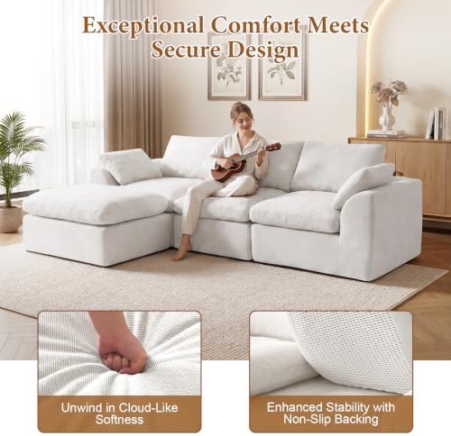 108" Cloud Sectional Couches for Living Room, Oversized Boneless Modular L - Image 5
