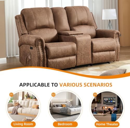 CANMOV Faux Leather Power Recliner Loveseat, Electric 2 Seat Reclining Chair - Image 7