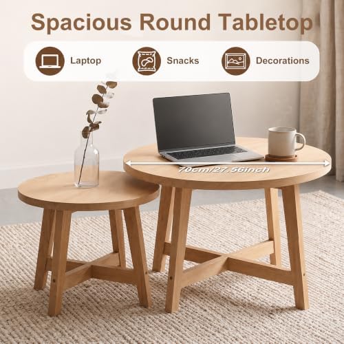 WILLIAMSPACE Round Wooden Nesting Coffee Table Set of 2 - Image 7