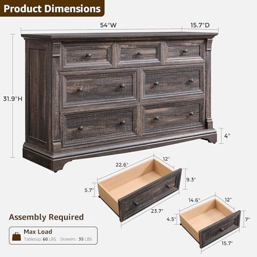 T4TREAM Rustic 7 Drawers Dresser - Image 2