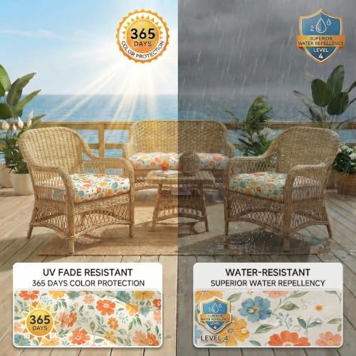 1 MIDDLE ONE Wicker Chair Cushions 3 Pieces Set - Image 7