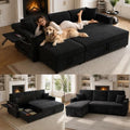 83" Sleeper Sectional Sofa, Comfy Convertible Sofa Bed by ZHCREAL