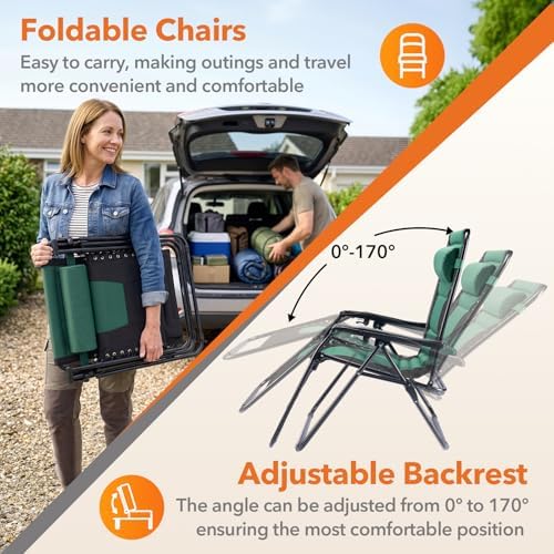 Sweetcrispy Oversized Padded Zero Gravity Lounge Chairs, Outdoor Recliner - Image 4