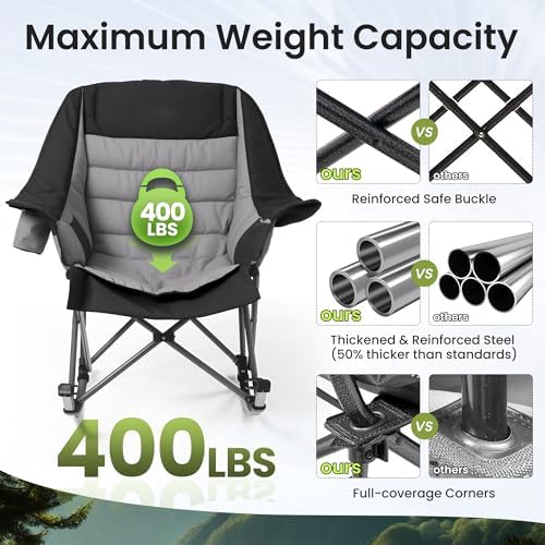 SUNW Oversized 400lbs Foldable Rocking Camping Chair - Image 4