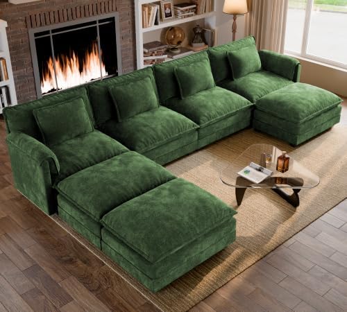 ELUCHANG 153" Oversized Modular Sectional Sofa, Comfy Chenille Cloud Couch by ELUCHANG