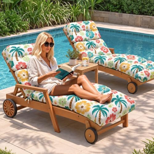 Outdoor Chaise Lounge Chair Cushions Set of 2 Waterproof 75.1x22.8x4.7" 5# - Image 2