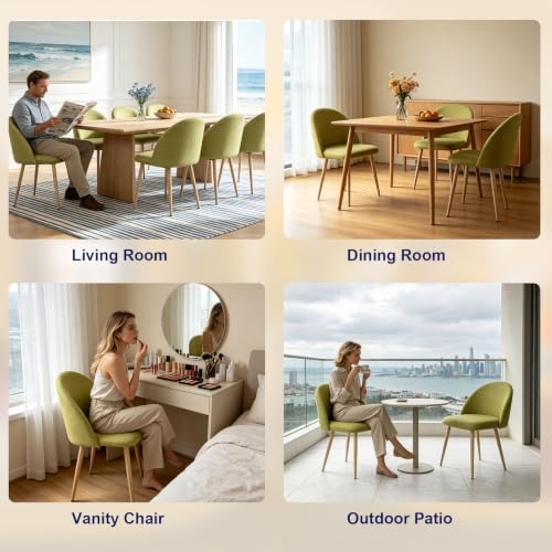 Lightdot Dining Chairs Set of 2, Ergonomic Curved Backrest Kitchen Chairs - Image 4