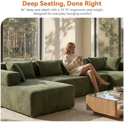 MONVANE 141" U-Shaped Modular Sectional Sofa - Image 6
