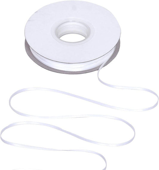 YAMA White Double Faced Satin Ribbon 1/8 Inch 100 Yards Thin White Ribbon for Gift Wrapping Crafts Bows Wedding Party Decoration