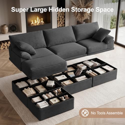 Boneless Couch with Storage, 48.6" Extra Deep-High Seat Modular Sectional Sofa - Image 4