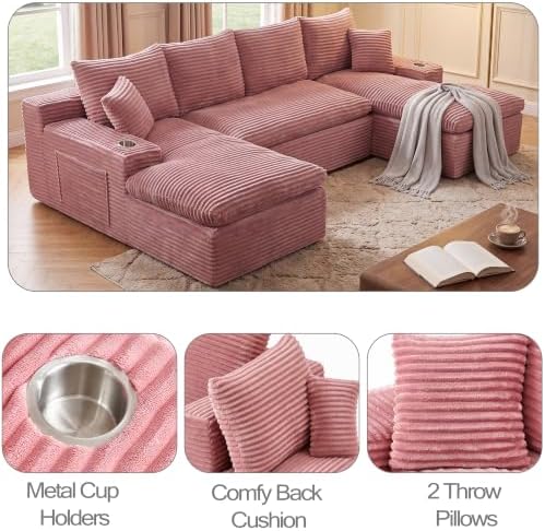 120" Modular Sectional Sofa, U Shaped Boneless Cloud Couch - Image 6