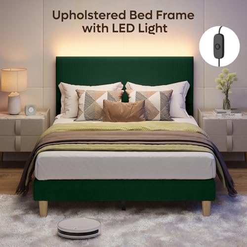 Bestier Full Bed Frame with Adjustable Headboard, LED Light - Image 3