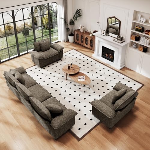 PHI VILLA 3-Piece Modular Sofa Set, 3-Seat Sectional Couch and 2 Armchairs - Image 2