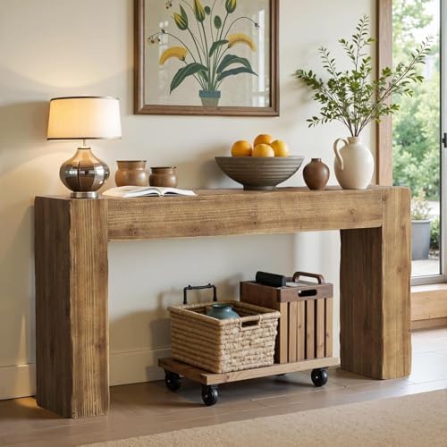 Tribesigns 63-Inch Solid Wood Console Sofa Table, Farmhouse Long Entryway Table - Image 5