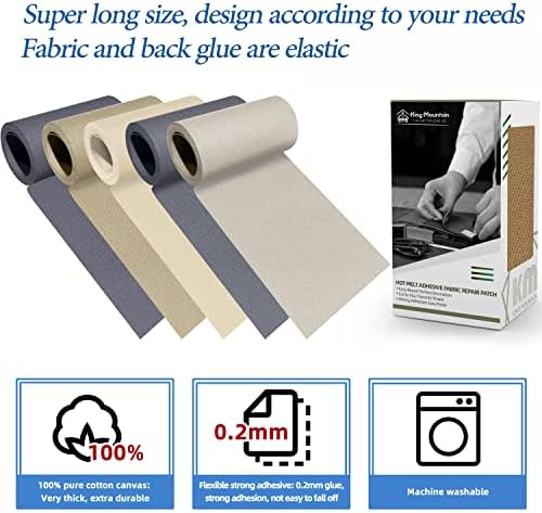 KING MOUNTAIN Canvas Iron on Patch, Waterproof 100% Cotton Fabric Repair Patch - Image 3