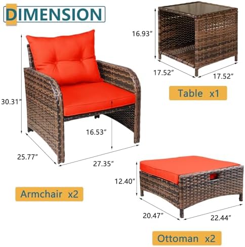 5 Pieces Wicker Patio Chairs Set - Image 7