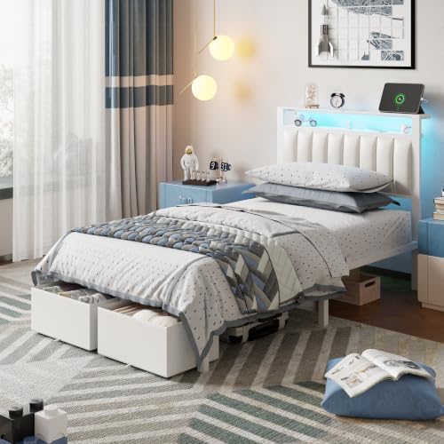 Furnulem White Twin Bed Frames - Image 4