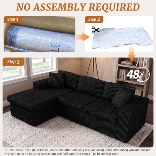 Shintenchi 103" Boneless Couch, L Shaped Modular Sectional Sofa - Image 6